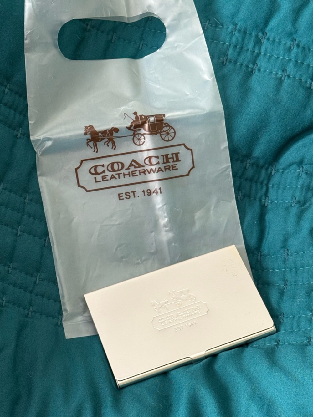 COACH Silver Metal Card Case in Coach Bag. NWOT